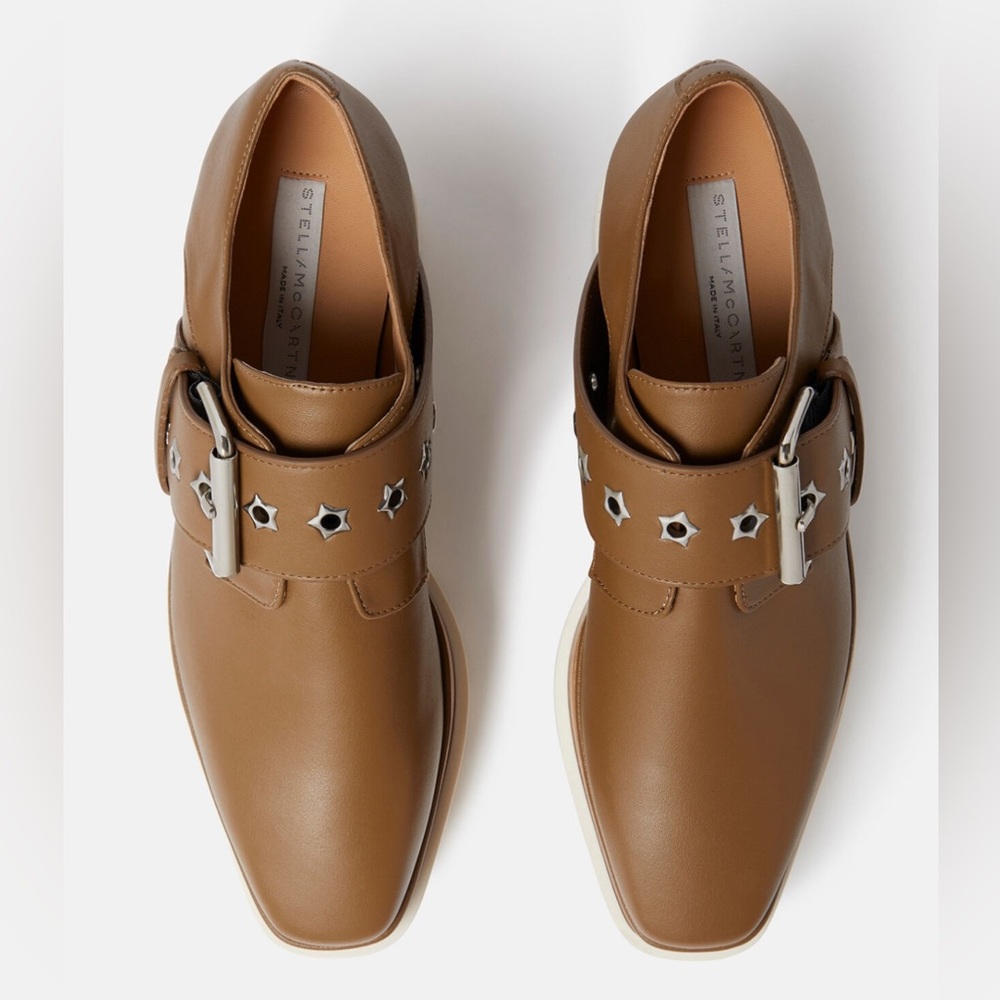 Stella McCartney Women's Tan Leather Platforms with Silver Accents